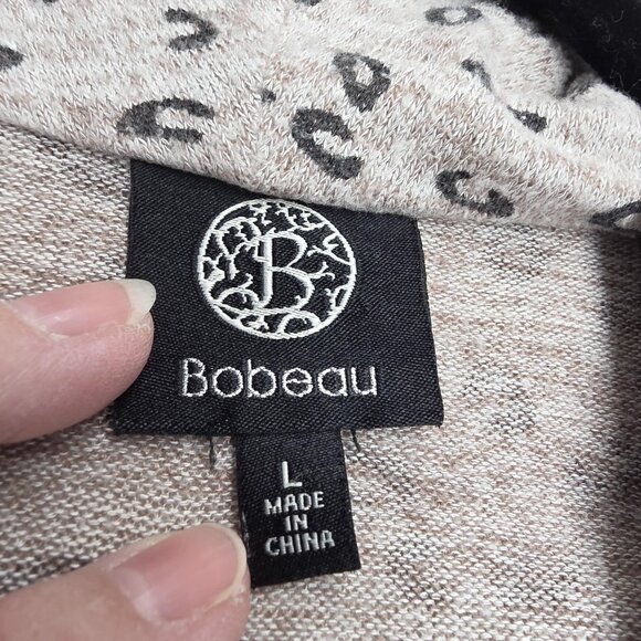 Bobeau Cardigan Womens Large Leopard Asymmetrical Wrap Button Style MC0KG7BP - Picture 6 of 10